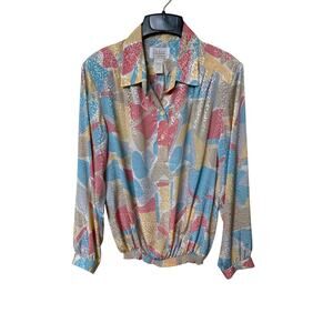 Vintage Da-Rue of California Women’s Size 18 Abstract Print Blouson Top 80s